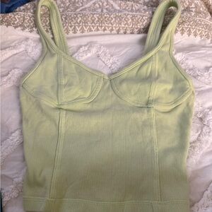 yellow ribbed tank top